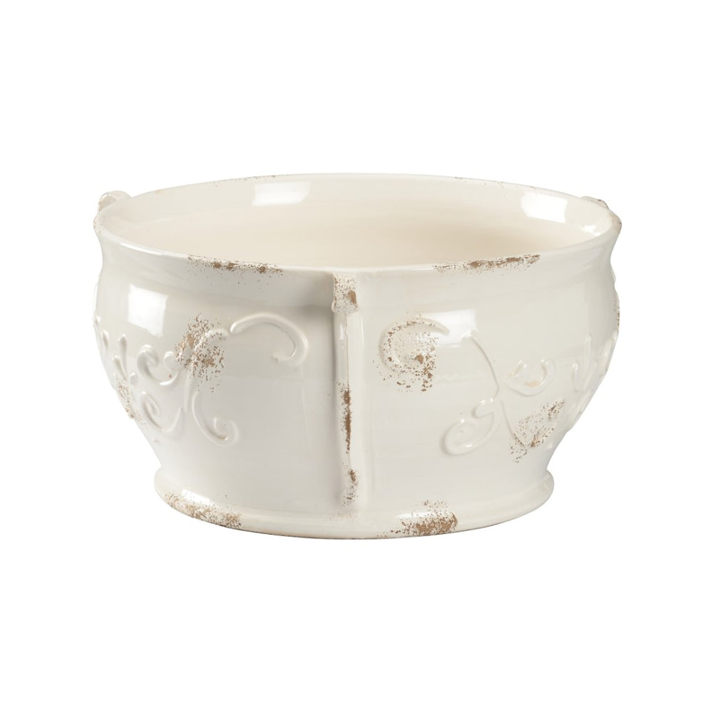 Chelsea House Monaco Hand-Finished Italian Ceramic Cachepot – 7"H X16" Elegant Glazed Planter For Indoor/Patio Decor 380765