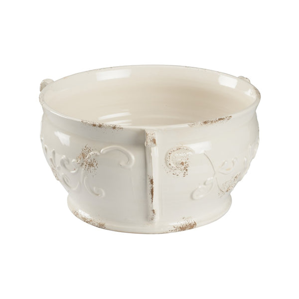 Chelsea House Monaco Hand-Finished Italian Ceramic Cachepot – 7"H X16" Elegant Glazed Planter For Indoor/Patio Decor 380765