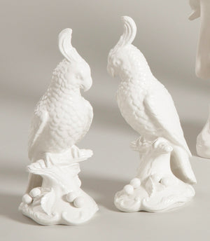 Chelsea House Cockatoos Hand-Finished Italian Ceramic Pair — Glossy White Decorative Figurines, Gift-Ready Accent 380767