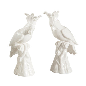 Chelsea House Hope Hand-Painted Italian Ceramic Parrots Pair — Elegant Glazed Figurines For Mantel, Shelf Decor White/Cream 380769