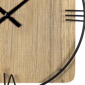 Homeroots 27" Minimalist Rustic Circle Wall Clock - Stylish Wood & Metal Design For Modern Home Decor   380775