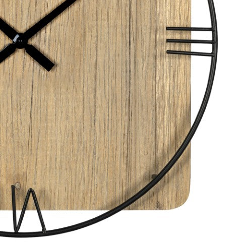 Homeroots 27" Minimalist Rustic Circle Wall Clock - Stylish Wood & Metal Design For Modern Home Decor   380775