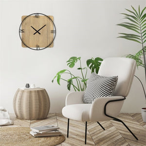 Homeroots 27" Minimalist Rustic Circle Wall Clock - Stylish Wood & Metal Design For Modern Home Decor   380775