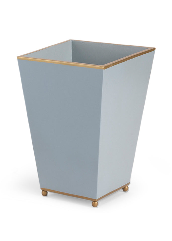 Chelsea House Square Pastel Blue Wastebasket With Gold Trim — Compact Durable Decorative Bin For Rooms & Offices 380884