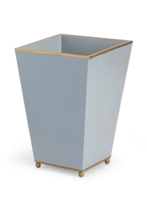 Chelsea House Square Pastel Blue Wastebasket With Gold Trim — Compact Durable Decorative Bin For Rooms & Offices 380884