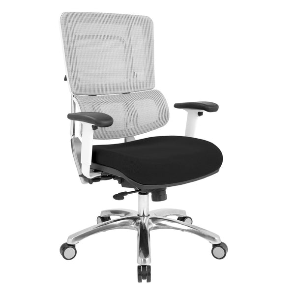 OSP Home Furnishings White Mesh Ergonomic Manager Chair with Lumbar Support and Adjustable Arms for Office Black 99661W-3M