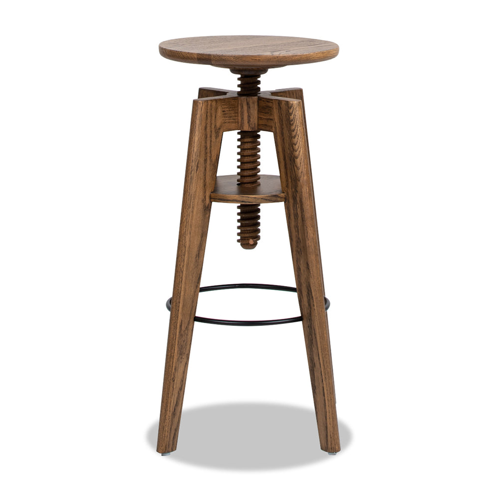 English Elm Jennifer Taylor Home - Spencer Oak Adjustable Bar Counter Stool in Walnut Brown — Minimalist Scandinavian Design, Durable Solid Wood, Ergonomic Footrest B2719P252308
