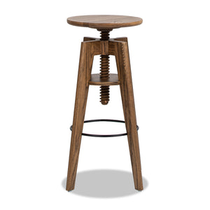 English Elm Jennifer Taylor Home - Spencer Oak Adjustable Bar Counter Stool in Walnut Brown — Minimalist Scandinavian Design, Durable Solid Wood, Ergonomic Footrest B2719P252308