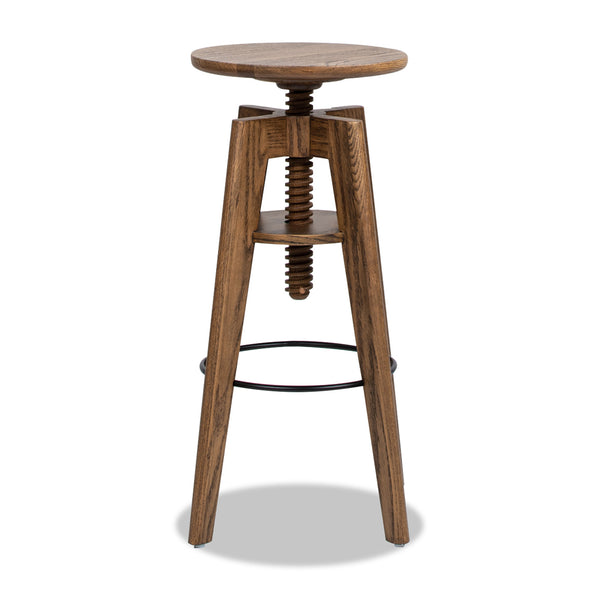 English Elm Jennifer Taylor Home - Spencer Oak Adjustable Bar Counter Stool in Walnut Brown — Minimalist Scandinavian Design, Durable Solid Wood, Ergonomic Footrest B2719P252308
