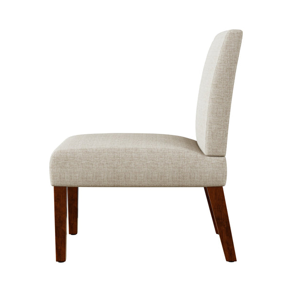 English Elm Fabric Accent Chair Set of 2 with Round Wood Table, Contemporary Armless Slipper Chairs for Small Spaces W1420P175368