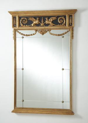 Chelsea House Griffon Hand‑Carved Italian Mirror In Black With Gold Leaf Accents — 55" H Statement Mantel Piece 380975