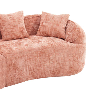 English Elm Pink Curved Compressed Sofa — Nordic Soft Foam & Spring Seating, Easy Setup, Stylish Centerpiece W3612S00010