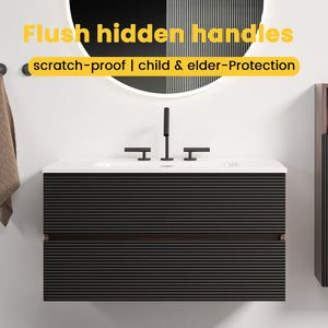 English Elm Galan Freestanding Bathroom Vanity Quartz Basin Fluted Wood Cabinet Modern Bath W1865S00200
