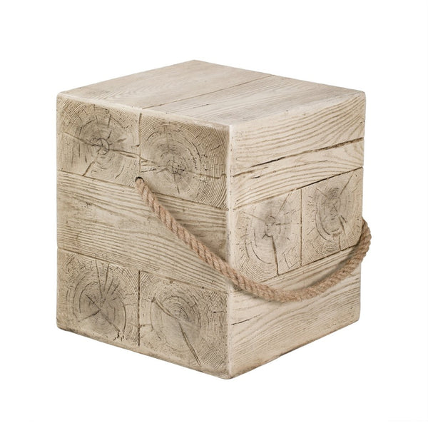 English Elm Outdoor Mgo Cylindrical Side Table Whitewashed Rustic Coastal Farmhouse Accent N765P382585W
