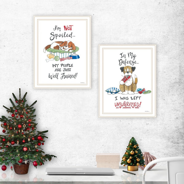 English Elm Trendy Decor 4u Humorous Two Piece Framed Wall Art Set White Wood Gallery Print B067P256633