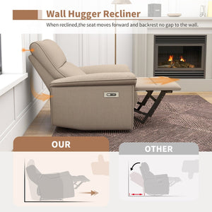 English Elm Power Lift Recliner Velvet Chair with Extended Footrest and Cup Holders for Elderly W1028S00062