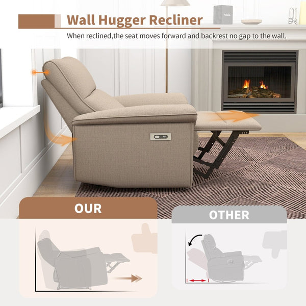 English Elm Power Lift Recliner Velvet Chair with Extended Footrest and Cup Holders for Elderly W1028S00062