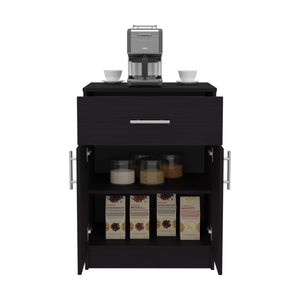 English Elm Mayorca Multistorage Pantry Cabinet Black — Compact MDF Kitchen Storage, Drawer & 2 Shelves, Foldable Secure Lock B070P337158