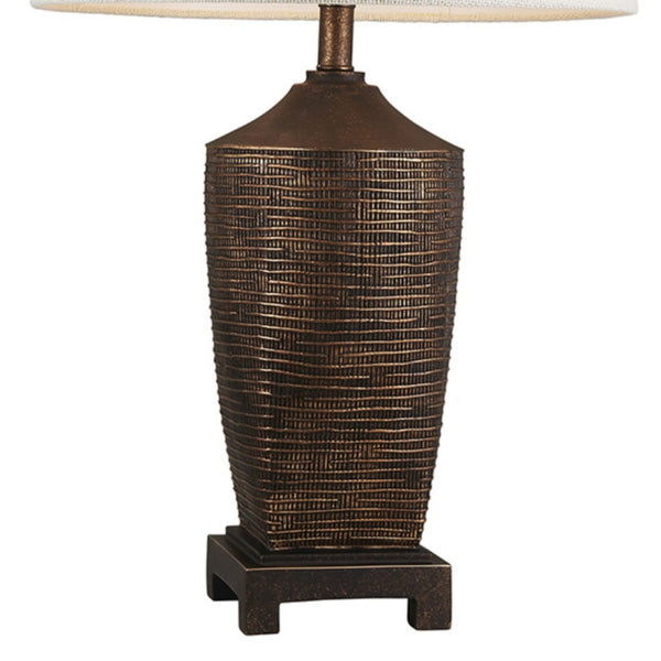 English Elm 30" Tall Polyresin Table Lamp "Kayan" - Rustic Bronze Finish, Soft Glow For Elegant Home Decor B072116207