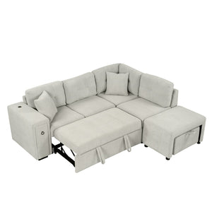 English Elm Sku Convertible Sleeper Sofa with Storage Drawer Ottoman Usb Ports Studio Ready N719P185588E