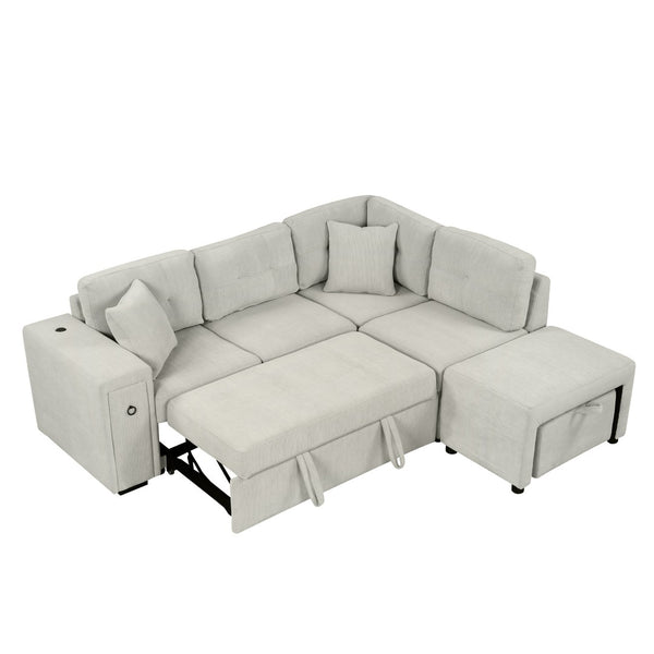 English Elm Sku Convertible Sleeper Sofa with Storage Drawer Ottoman Usb Ports Studio Ready N719P185588E