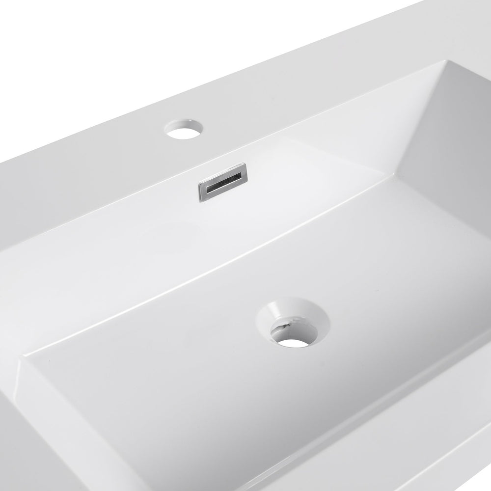 English Elm 48" Gloss White Resin Sink - 51.2" x22.8" x8.7" Durable Modern Top-Mount Basin, Long-Lasting Finish W999P194855