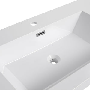 English Elm 42" Wide Resin Bathroom Vessel Sink Modern Basin with Stain Resistant Smooth Finish W999P317306