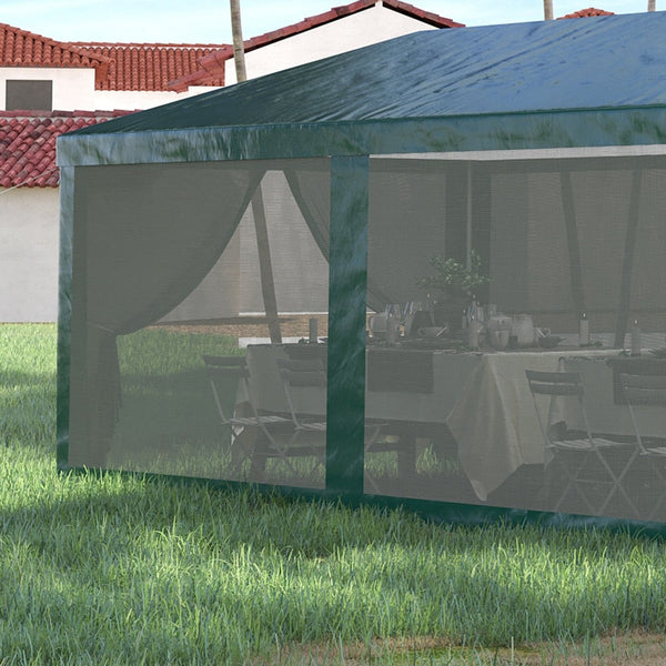 English Elm Outsunny 10' X 28' Outdoor Party Tent Canopy With Removable Mesh Walls, Zippered Doors, Green W2225P174228-GIGA