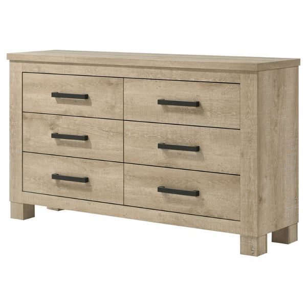 English Elm Sansome Six Drawer Weathered Oak Dresser with Bronze Pulls for Modern Farmhouse Bedrooms B062P447951