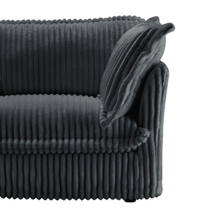 English Elm Modern Slipcovered 2-Seat Sofa Couch In Gray Corduroy – Stylish, Comfy, Easy-Care Design For Small Spaces W3041S00215