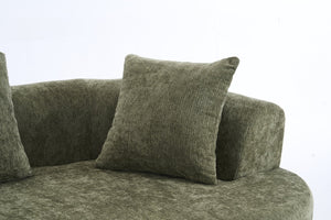 English Elm Crescent-shaped Chenille Loveseat Low Profile Curved Sofa for Modern Living Rooms Green W5188P450355