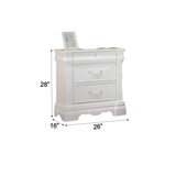 English Elm White 3-Drawer Nightstand With Hidden Top Drawer