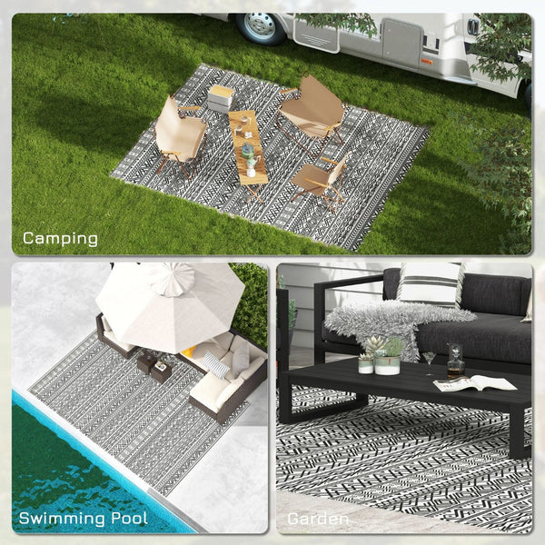 English Elm Outsunny Reversible Boho Polypropylene Outdoor Rug Waterproof Portable Mat for Deck Patio W2225P174556