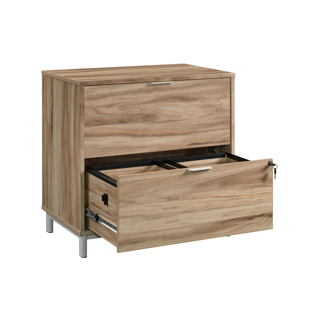 English Elm Lateral File Cabinet With Acacia Wood Finish – Stylish, Secure Storage For Compact Workspaces B356P354434