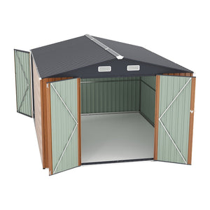 English Elm Campcraft Galvanized Steel Outdoor Storage Shed with Triple Lockable Doors and Vents W1598S00036