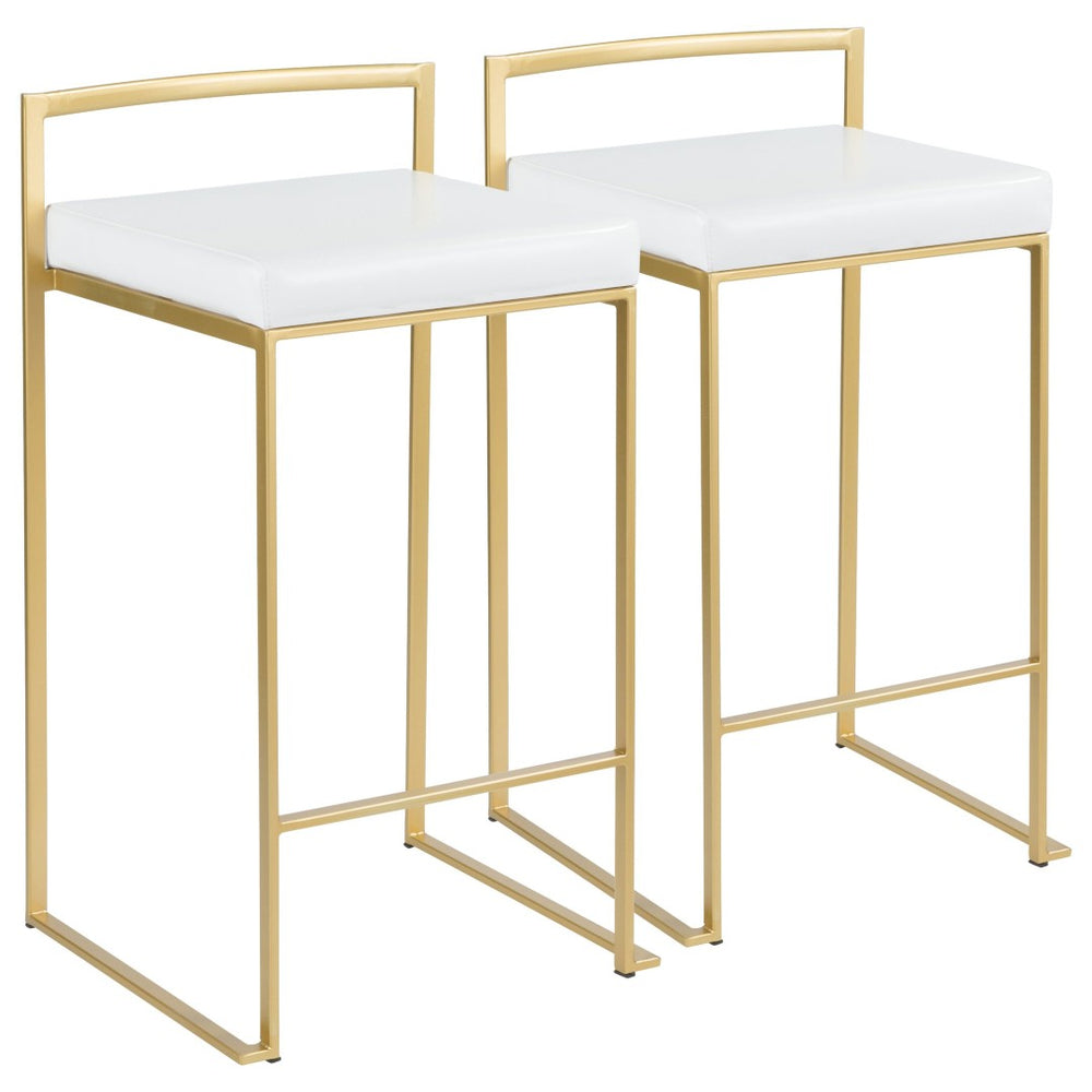 English Elm Contemporary Stackable Steel Counter Stools Padded Fabric Seats for Kitchen Islands Set of 2 B202P222375