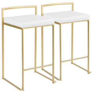 English Elm Contemporary Stackable Steel Counter Stools Padded Fabric Seats for Kitchen Islands Set of 2 B202P222375