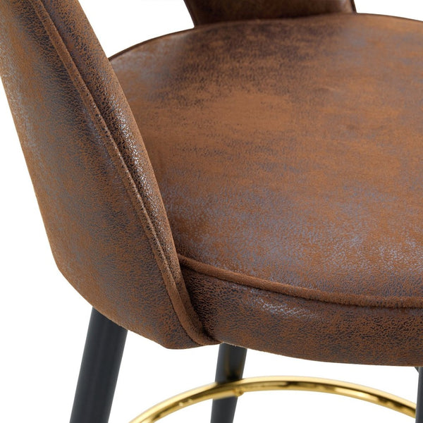English Elm 360 Swivel Barstools Set of 2 Upholstered Techno Fabric Cushioned Counter Seats W1151P268914