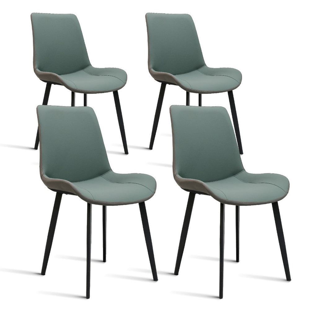 English Elm Green Pu Leather Upholstered Dining Chair Set with Metal Legs for Modern Interiors T3967P421202