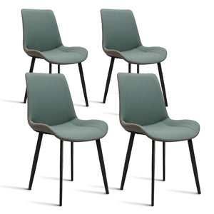 English Elm Green Pu Leather Upholstered Dining Chair Set with Metal Legs for Modern Interiors T3967P421202