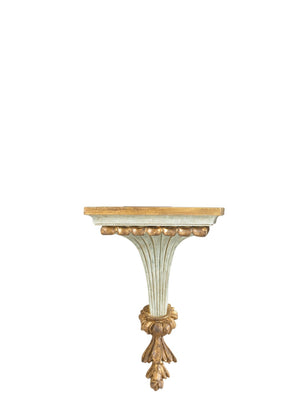 Chelsea House Chiswick Neoclassical Bracket In Dusty Sage With Gold Accents — Fluted Acanthus Shelf For Small Artifacts 381003