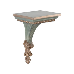 Chelsea House Chiswick Neoclassical Bracket In Dusty Sage With Gold Accents — Fluted Acanthus Shelf For Small Artifacts 381003