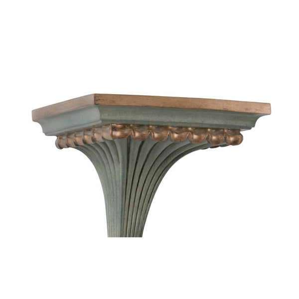 Chelsea House Chiswick Neoclassical Bracket In Dusty Sage With Gold Accents — Fluted Acanthus Shelf For Small Artifacts 381003