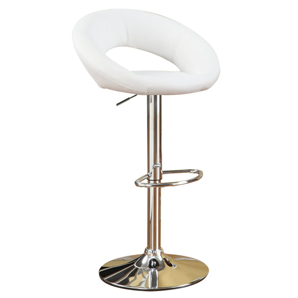 English Elm Adjustable Barstool with White Faux Leather Upholstery, Gas Lift, 360° Swivel & Footrest for Kitchen Islands B089P390147