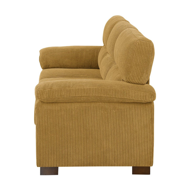 English Elm Vintage Tufted Leather Three Seat Sofa with Rolled Arms for Classic Living Rooms B343S00046