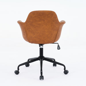 English Elm Mid-Century Minimalist Office Chair with Recline, Adjustable Ergonomic Support and Wide Stable Base Brown W1143P173517