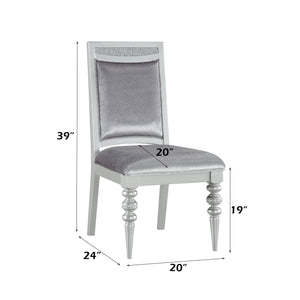 English Elm Maverick Elegant Fabric Side Chair with Rhinestone Inlays, Turned Legs & Padded Seat for Dining Silver 43 L x 23 W x 15 H B2726P269246