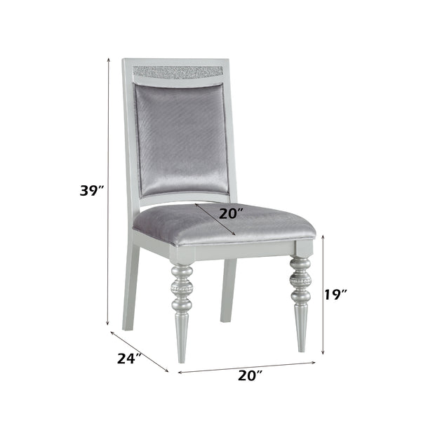 English Elm Maverick Elegant Fabric Side Chair with Rhinestone Inlays, Turned Legs & Padded Seat for Dining Silver 43 L x 23 W x 15 H B2726P269246