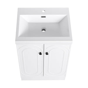 English Elm 24" Freestanding Bathroom Vanity with Resin Integrated Sink, Soft-Close Doors, Adjustable Shelf, Durable Plywood Finish White W999S00269