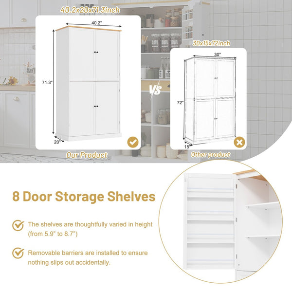 English Elm Topmax Freestanding Pantry Cabinet with Drawers Adjustable Shelves Kitchen White N717S000046K